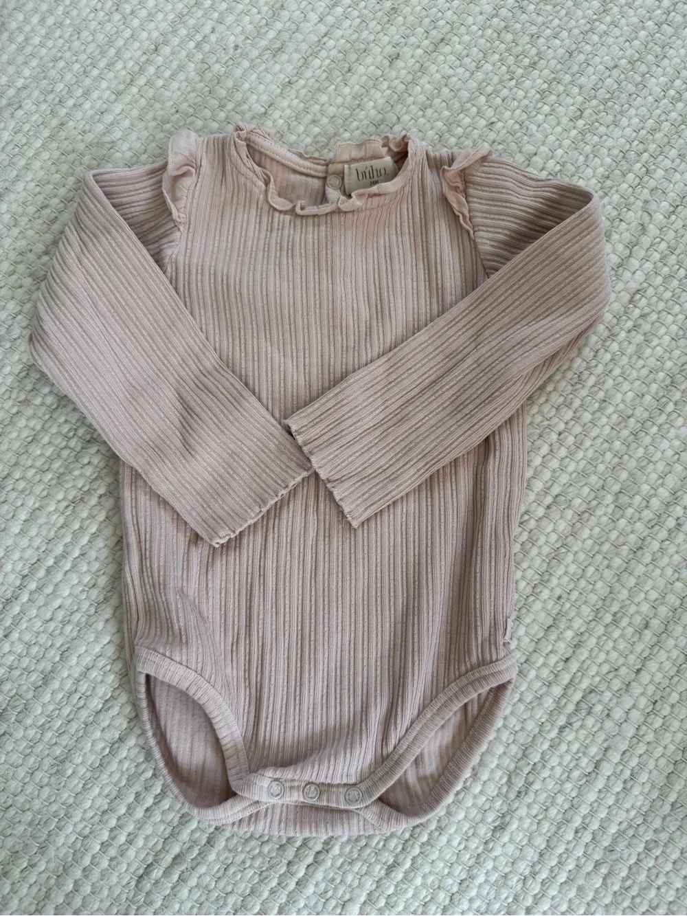 Buho Ribbed Long-Sleeve One-Piece in Blush